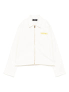 Felpa in cotone per bambino Versace Kids bianco con zip e logo 10182861A13186 2W110 VERSACE KIDS 