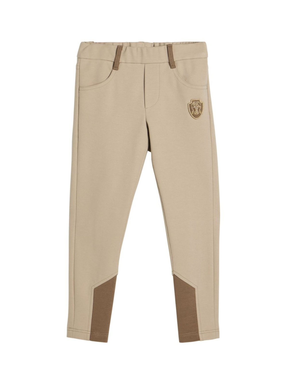Leggings per bambina Brunello Cucinelli Kids beige con applicazione B0R24P224 C8539 BRUNELLO CUCINELLI KIDS 
