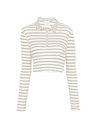 T-shirt per donna Alysi bianca con design a righe nere 116411 P6054 MIX ALYSI 