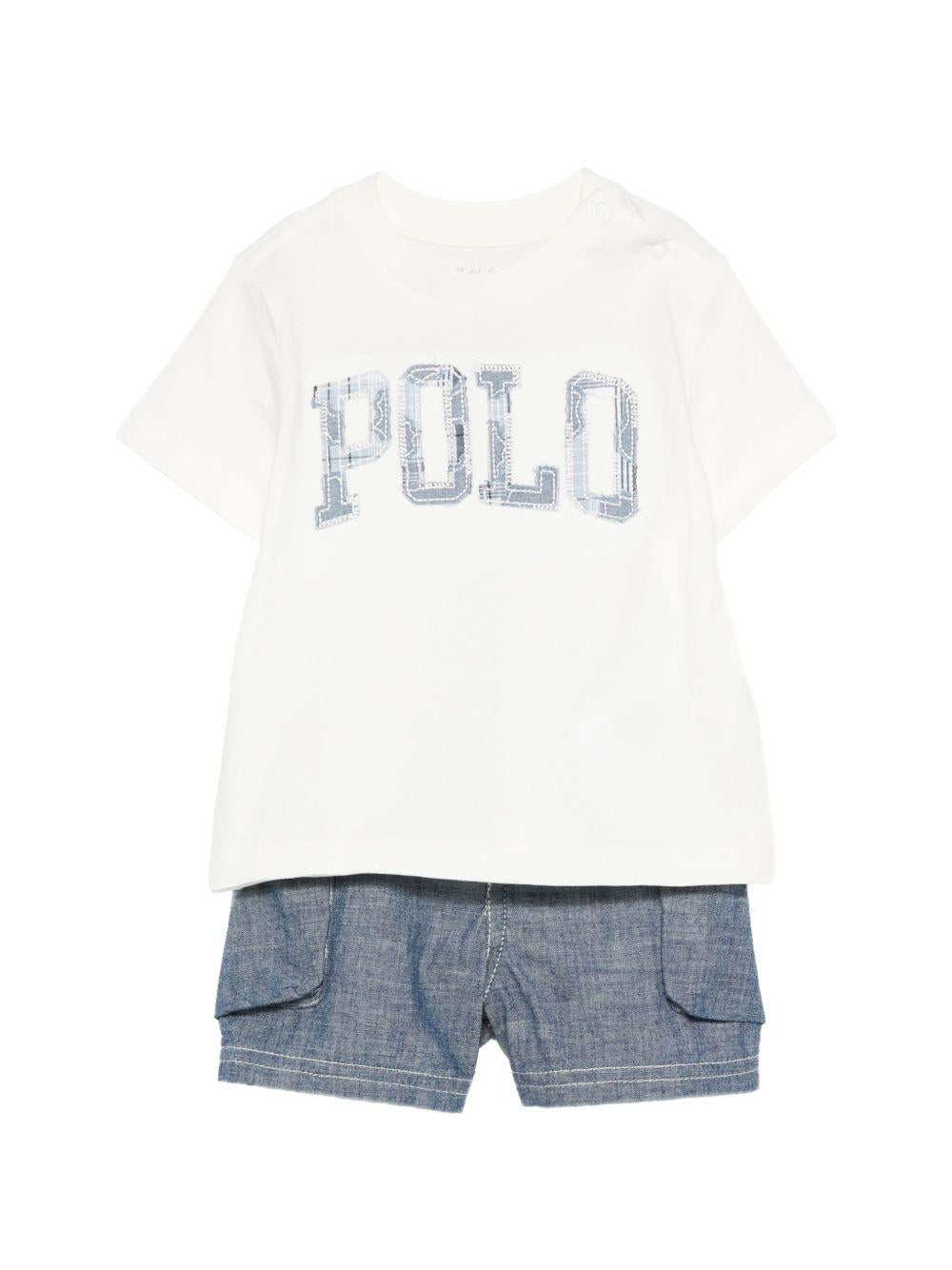 Completo per neonato Polo Ralph Lauren Kids bianco e blu con dettaglio logo 320B14081 001 Ralph Lauren kids 