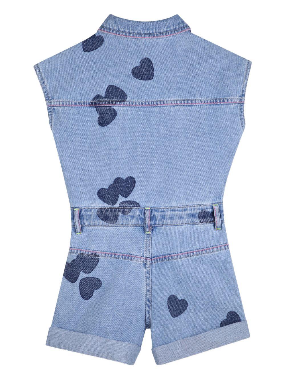 Tuta corta per bambina Billieblush in denim con stampa cuori U21923 Z18 BILLIEBLUSH 