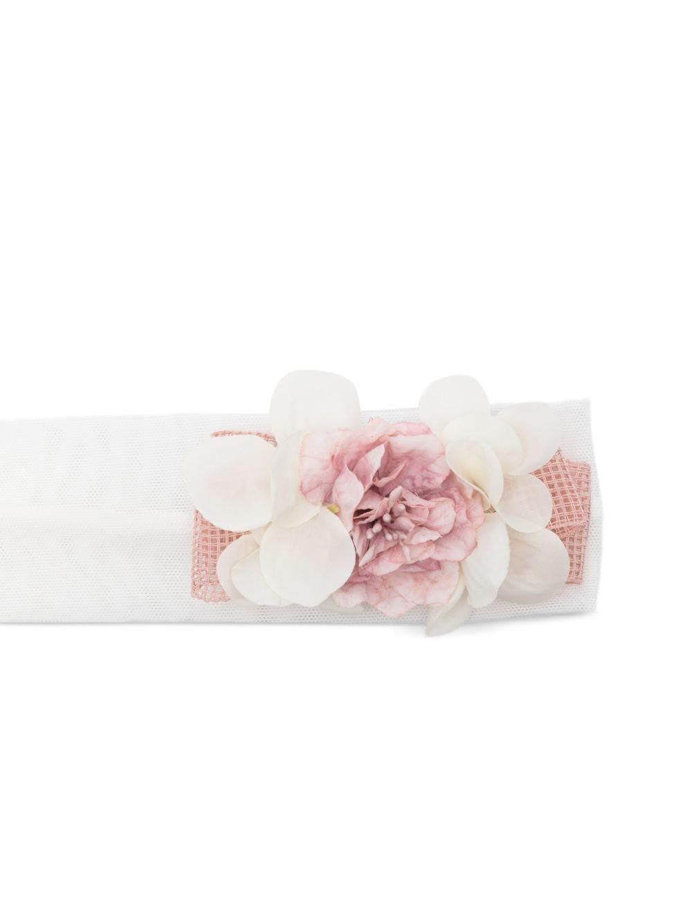 Fascia per capelli per neonata Colorichiari bianca con dettaglio a fiori FN978552 AF792 84 COLORICHIARI KIDS 