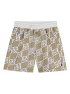 Costume da bagno per bambino Hugo Kids biege con stampa logo all-over G00979 23B Hugo KIDS 