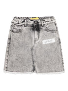 Gonna per bambina Off-White Kids grigio in denim con orlo sfrangiato OGYF00AF25DEN001 0901 OFF WHITE KIDS 