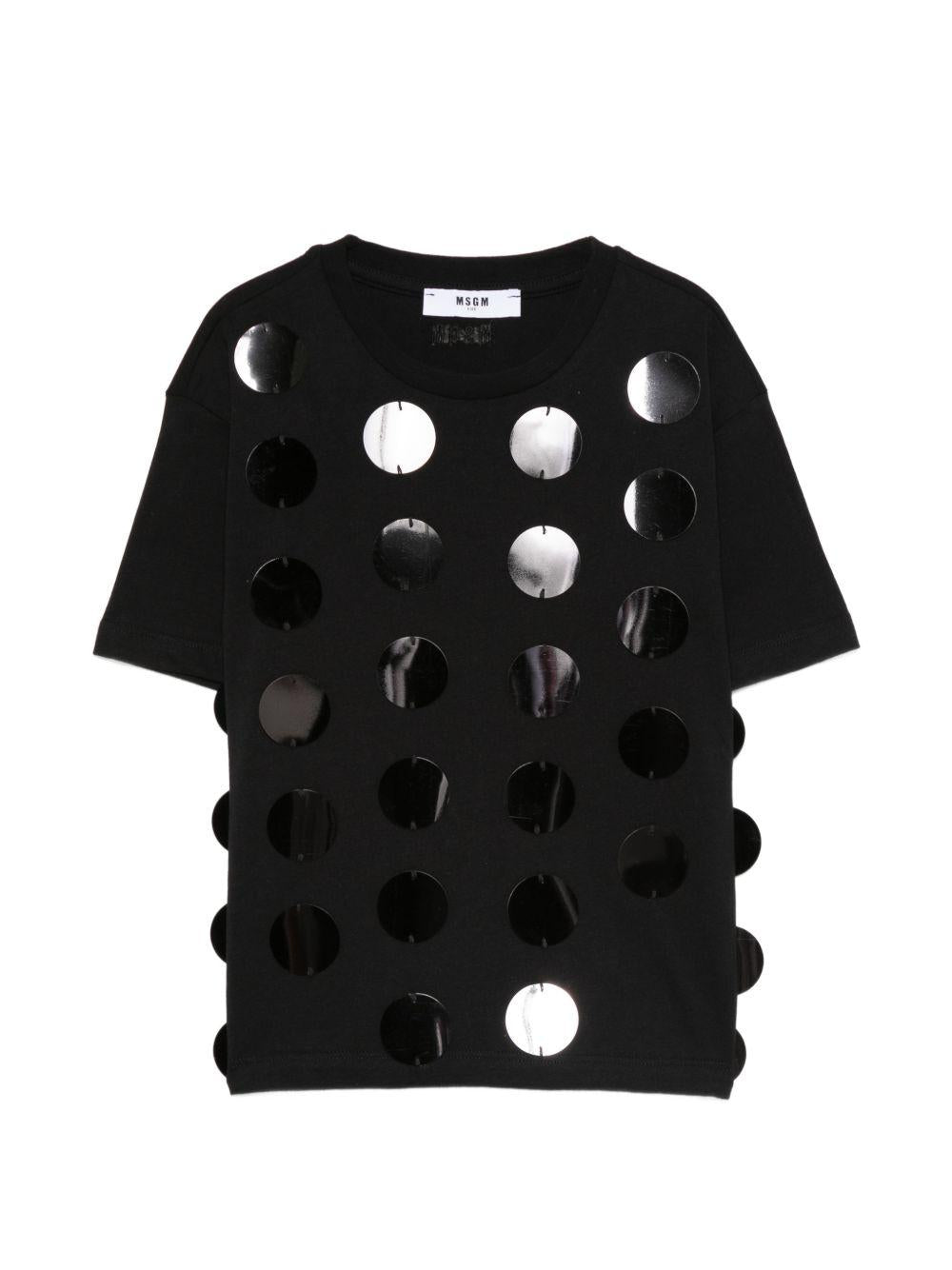 T-shirt per bambina MSGM Kids nero con applicazioni S6MSJGTH099 110 MSGM KIDS 