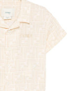 Camicia per neonato Fendi Kids beige con logo jacquard all-over BUC013 AY8C F1P2N FENDI KIDS 