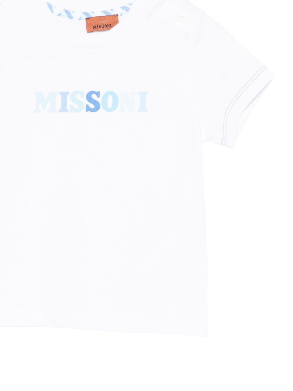 T-shirt per neonato Missoni Kids bianca con stampa logo sul davanti MY8511 Z3672 100AZ MISSONI KIDS 