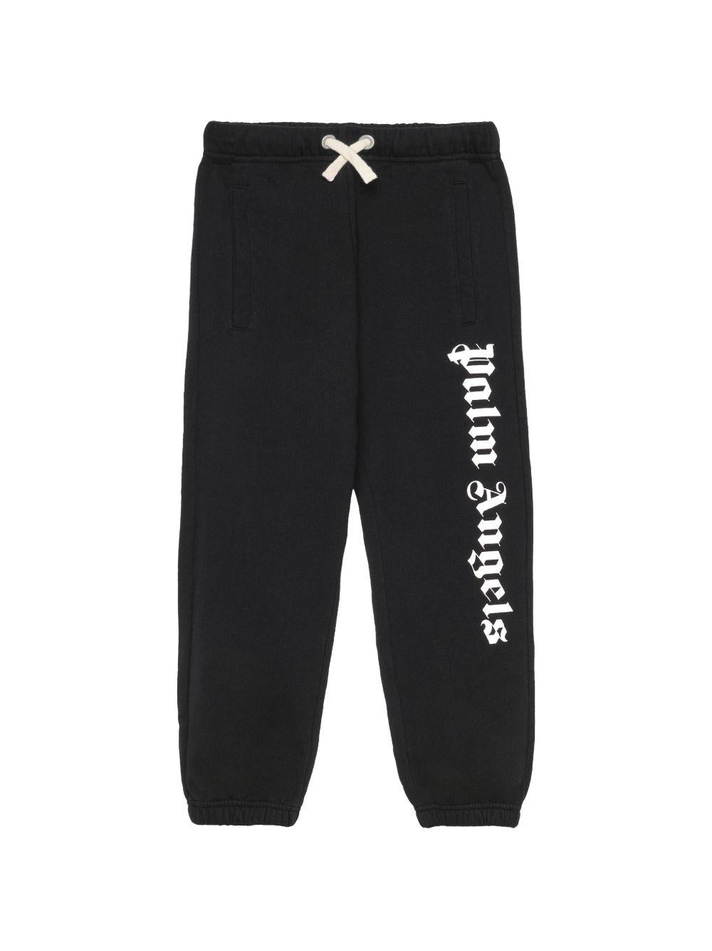 Pantaloni sportivi per bambino Palm Angels Kids neri con logo sul davanti PBCH008S26FLE001 110 PALM ANGELS KIDS 
