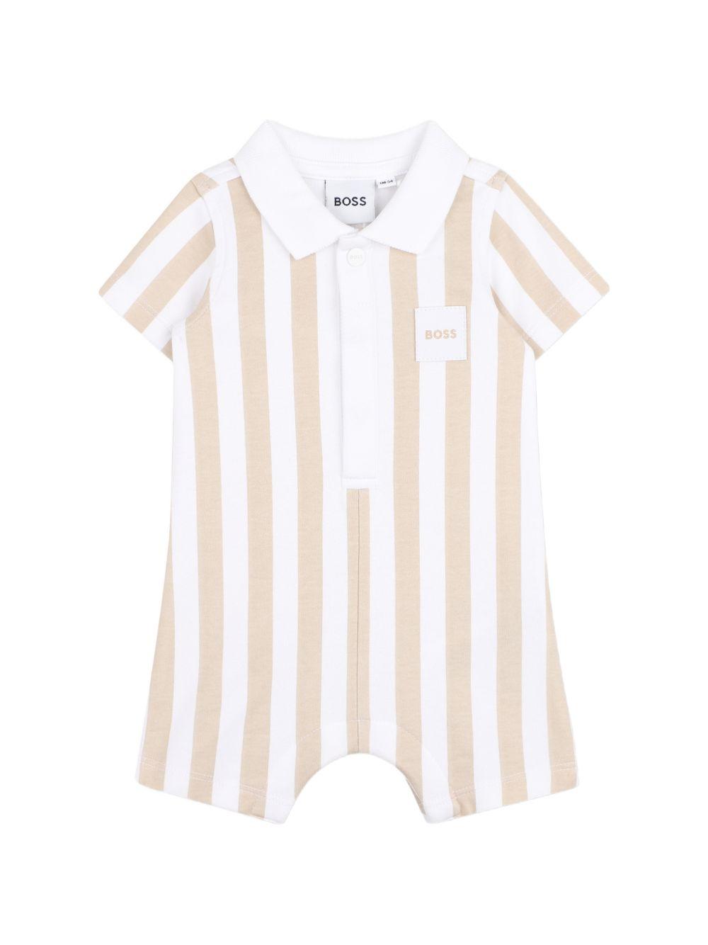 Tutina per neonato Boss Kids beige con motivo a righe verticali J53032 249 BOSS KIDS 