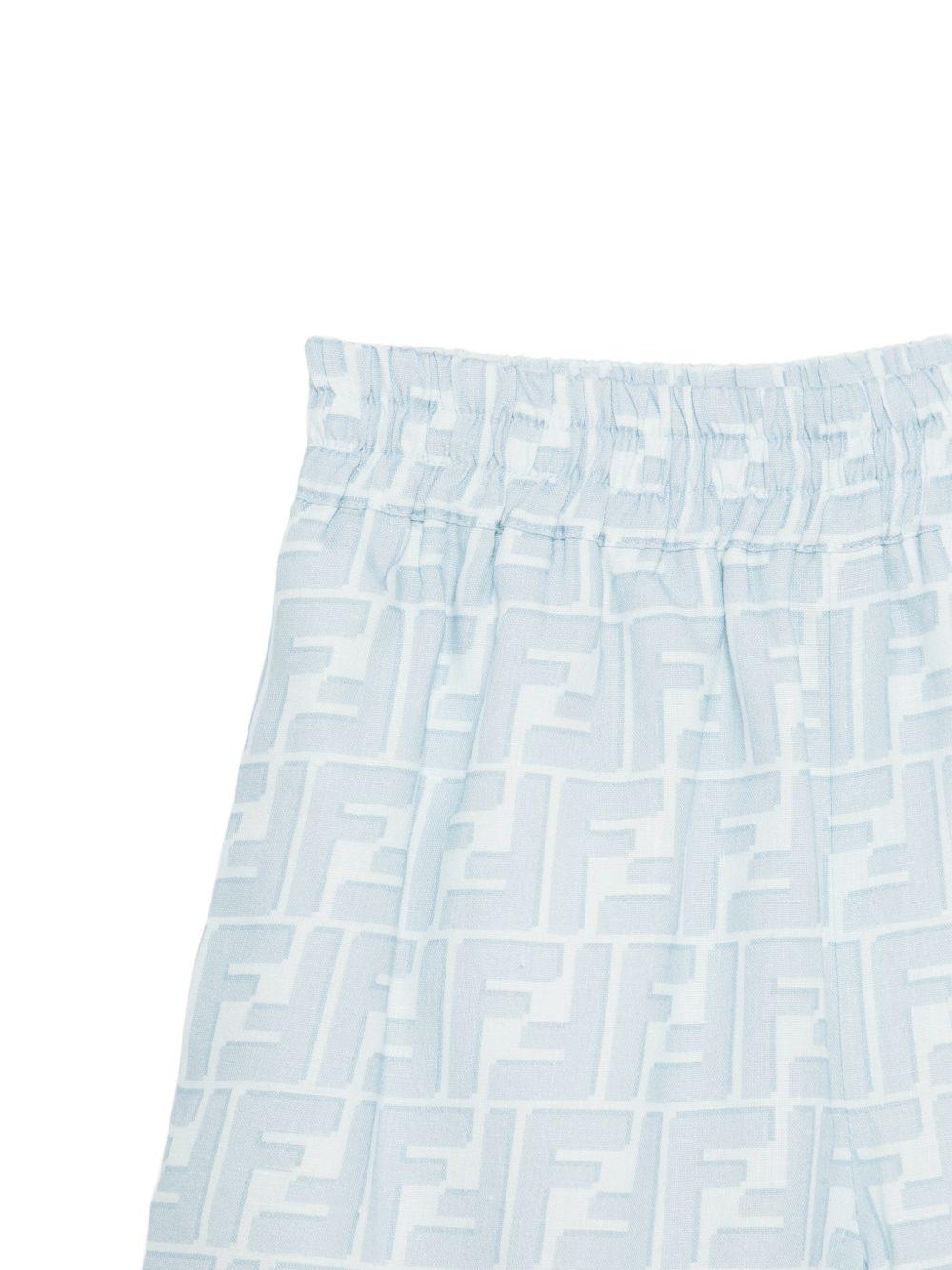 Shorts per bambino Fendi Kids azzurro con monogramma FF all-over JMF586 AY8C F0EX7 FENDI KIDS 