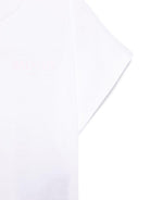 T-shirt con stampa logo per bambina Balmain Kids bianco con orlo dritto BW8A31 Z0116 100RS BALMAIN KIDS 