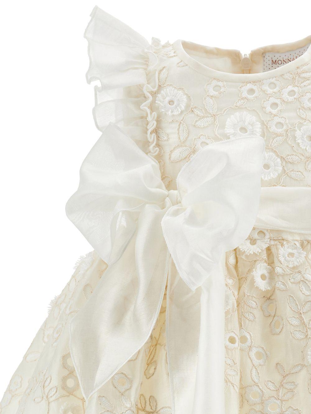 Abito per neonata Monnalisa bianco con dettaglio fiocco sul davanti 73G901 7943 0002 MONNALISA KIDS 