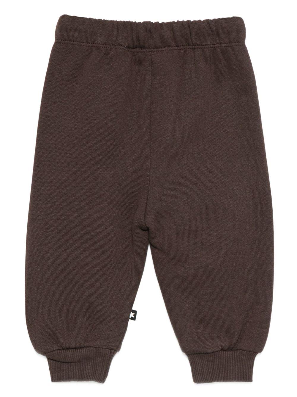 Pantaloni per neonati Molo marroni con ricamo orsetto 6W25I215 5522 MOLO 