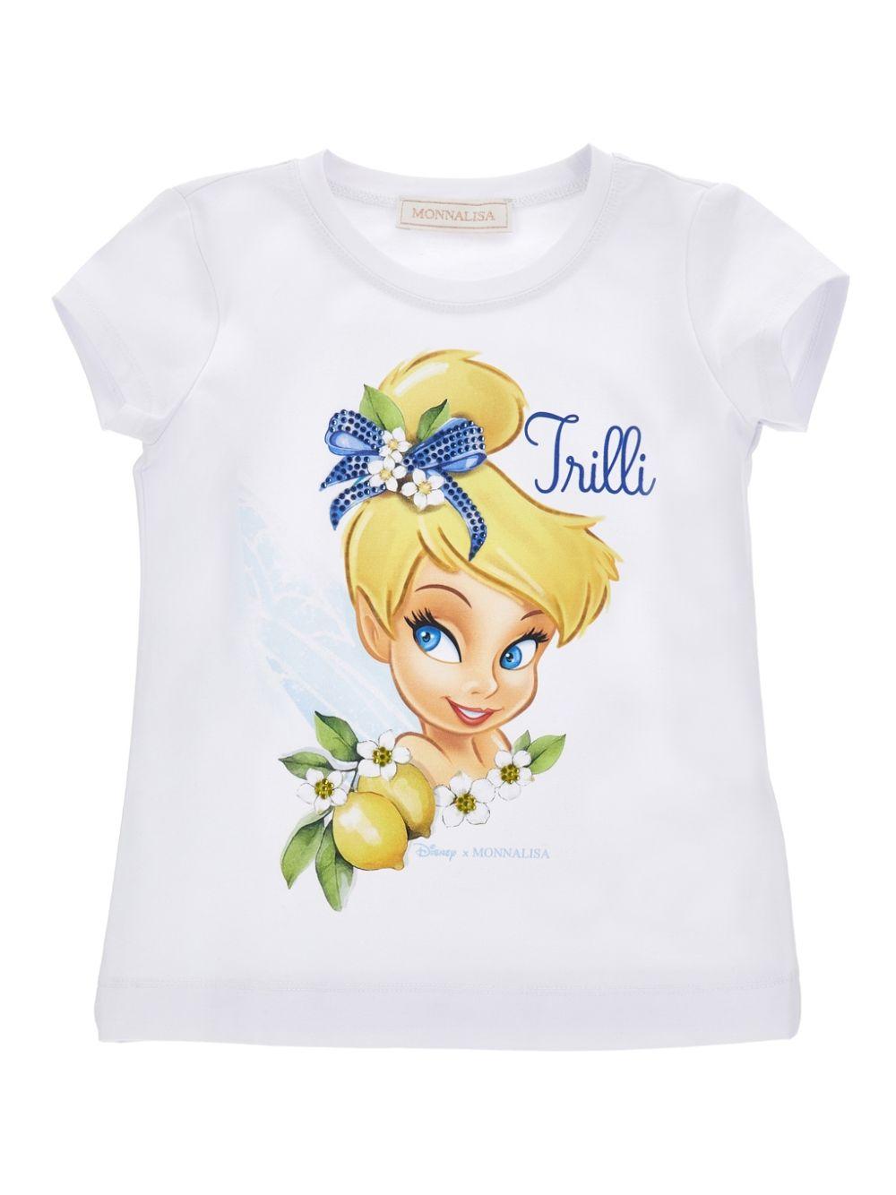 T-shirt per bambina Monnalisa bianca con stampa grafica Trilli 19G622 7032 0099 MONNALISA 