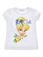 T-shirt per bambina Monnalisa bianca con stampa grafica Trilli 19G622 7032 0099 MONNALISA 