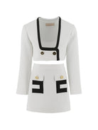 Completo giacca e gonna per bambina Elisabetta Franchi La Mia Bambina bianco con applicazione logo EFCM0230GA022 0100 ElISABETTA FRANCHI KIDS 