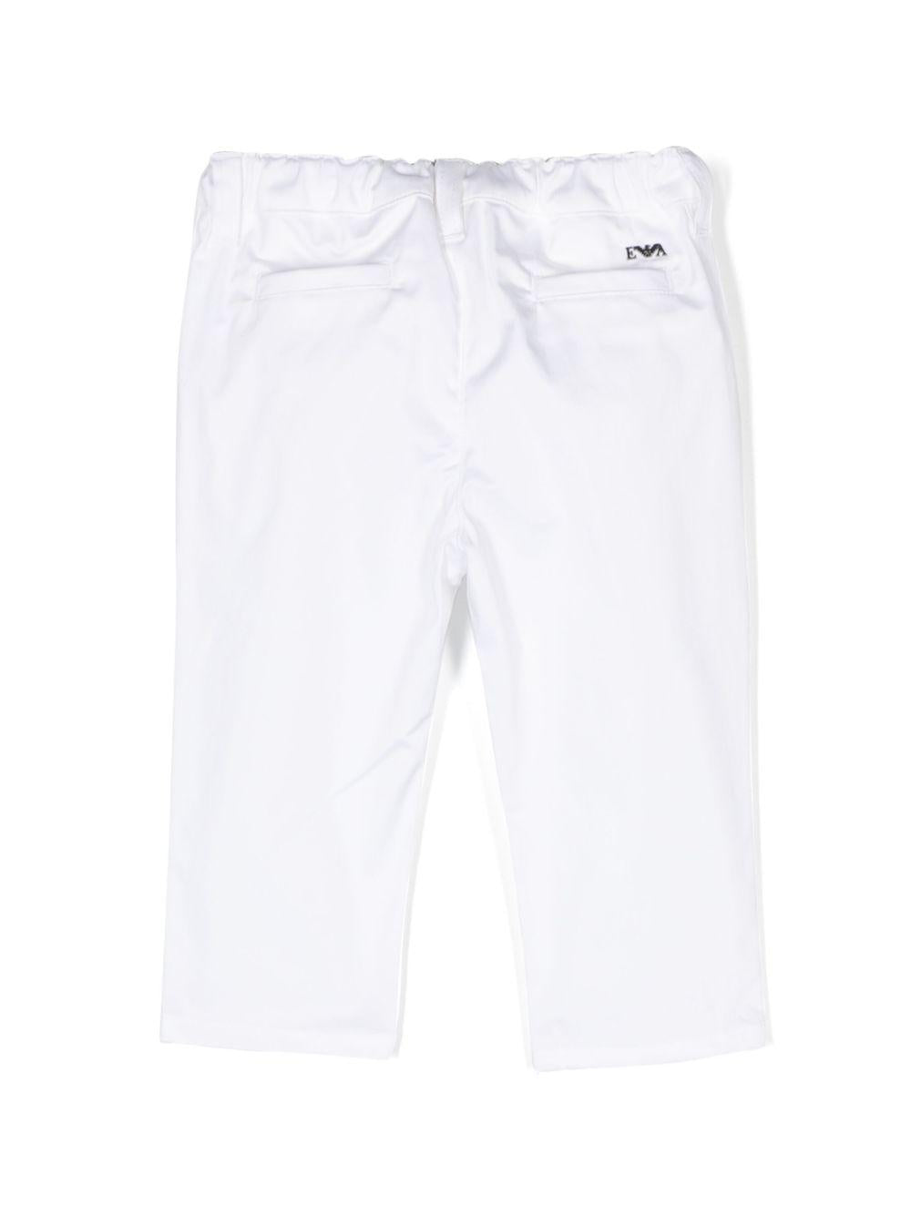 Pantaloni per neonato Emporio Armani Kids bianchi con placca logo 8NHP60 4N6YZ 0100 EMPORIO ARMANI KIDS 