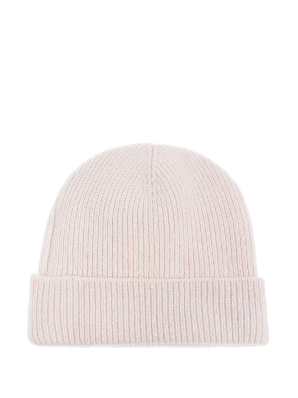 Berretto per bambina Palm Angels Kids rosa a coste con logo ricamato PGLC006F25KNI001 3B27 PALM ANGELS KIDS 