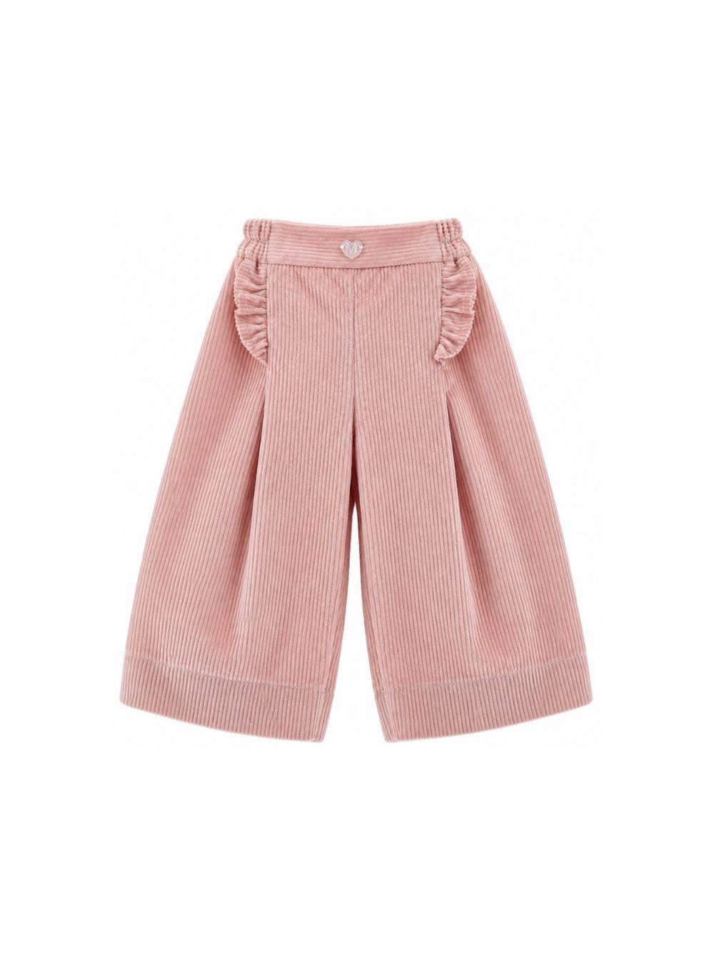 Pantaloni per bambina Monnalisa Kids rosa con placca con logo a cuore 37H400 8852 094F MONNALISA KIDS 