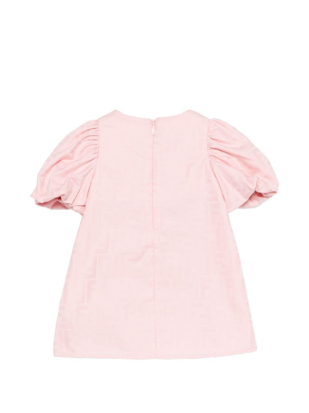 Abito per neonata Fendi Kids rosa con maniche a palloncino BFB591 AS64 F1UL9 FENDI KIDS 