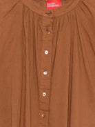 Camicia con dettagli arricciati Merci marrone ruggine con scollo rotondo CAM033 RUST MERCI 