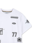 T-shirt per bambino Boss Kids bianca con stampa grafica J52984 10P BOSS KIDS 