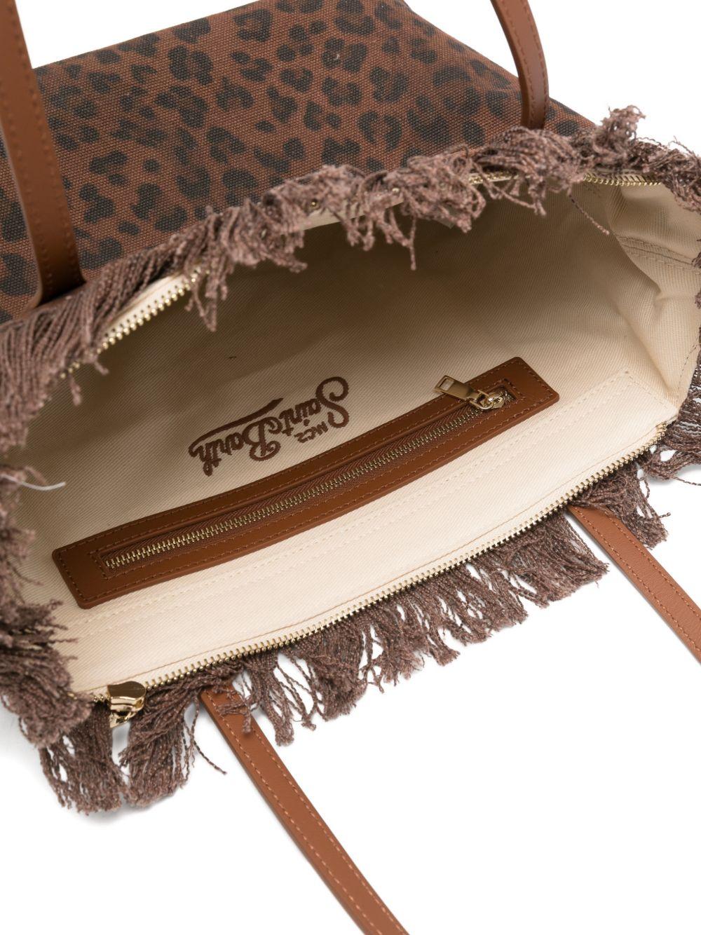 Borsa City Medium MC2 Saint Barth marrone animalier con frange CBMF001 00588L MC2 ST. BARTH KIDS 