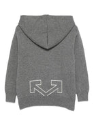 Felpa per bambino Off-White Kids grigio con cappuccio OBHU001F25KNI001 0705 OFF WHITE KIDS 