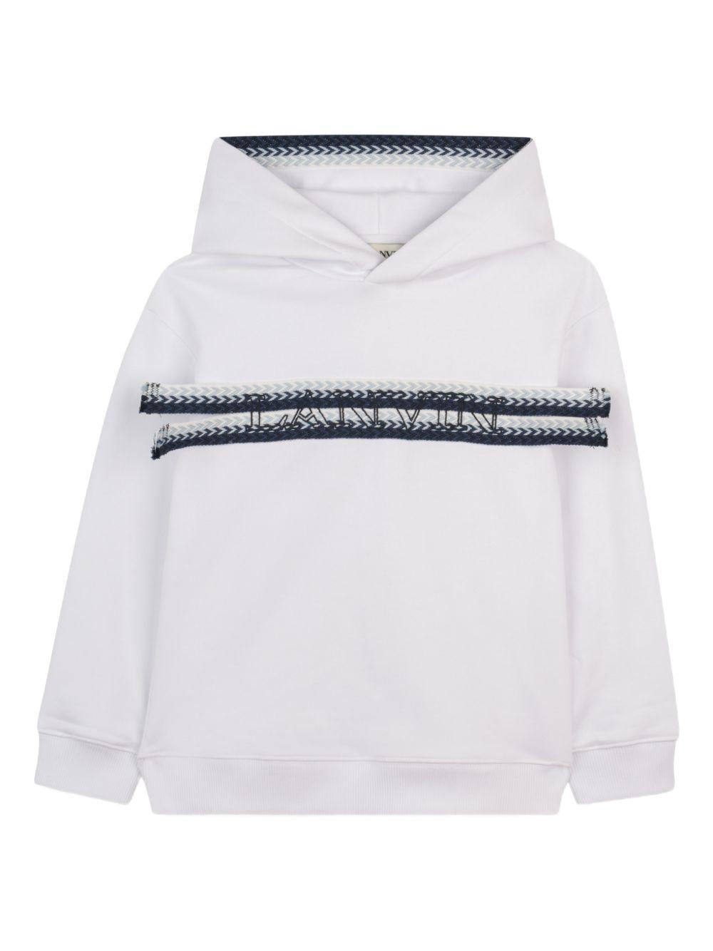 Felpa per bambino Lanvin Enfant bianca con cappuccio N30369 N48 LANVIN KIDS 