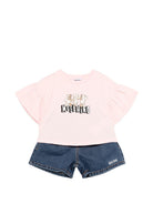 Set due pezzi per bambina Moschino Kids multicolore con stampa logo HDG01KL0E35 50209 MOSCHINO KIDS 