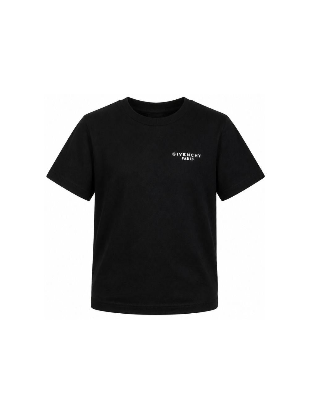 T-shirt per bambino Givenchy Kids nera con dettaglio logo sul petto H31280 09B GIVENCHY KIDS 