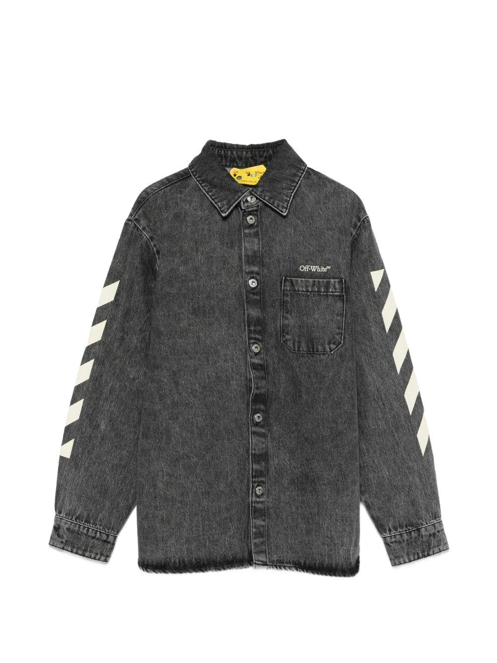 Camicia per bambino Off-White Kids grigia con logo sul davanti 44BYD001S26D001 031 OFF WHITE KIDS 