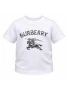 T-shirt per neonato Burberry Kids bianca con stampa Equestrian Knight 8121209 A1464 BURBERRY KIDS 