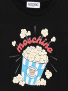 T-shirt per bambini Moschino Kids nera con stampa grafica HRM05WLAA10 60100 MOSCHINO KIDS 