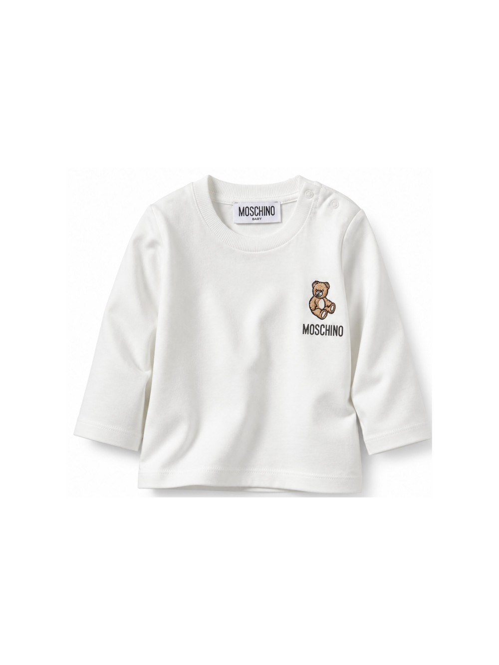 T-shirt per neonati Moschino Kids bianca con ricamo Teddy Bear MUO01DLAA10 10063 MOSCHINO KIDS 