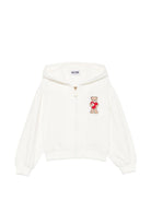Felpa per bambina Moschino Kids bianca con dettaglio Teddy Bear HDF06TLDA63 10063 MOSCHINO KIDS 