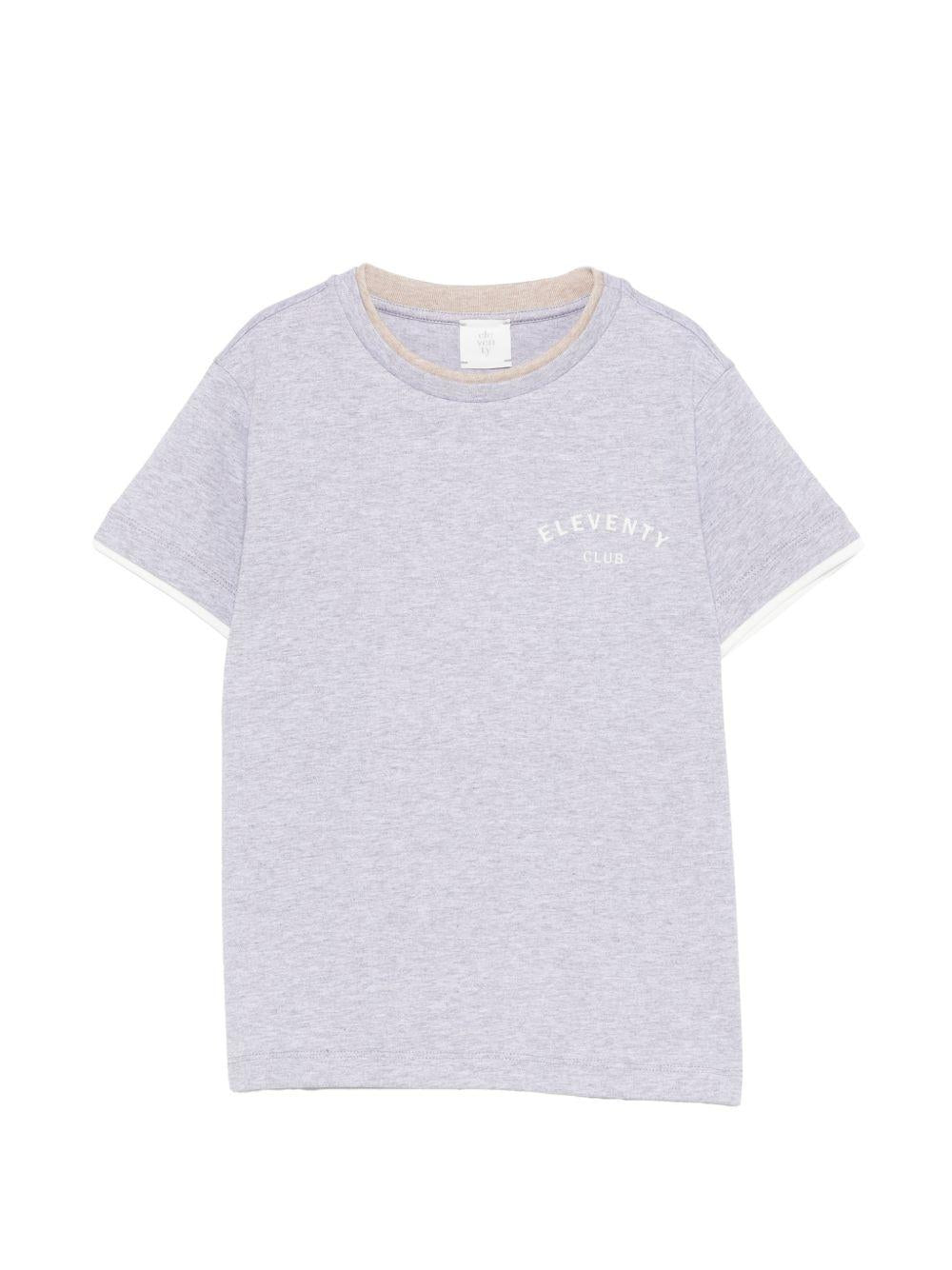 T-shirt per bambino Eleventy Kids grigia con logo sul davanti EY8P21 Z3711 804BG ELEVENTY KIDS 