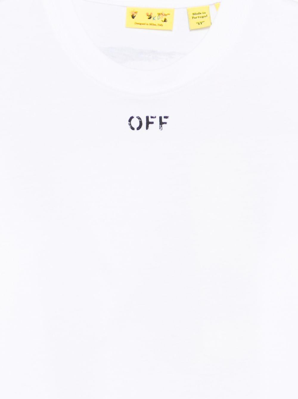 T-shirt per bambino Off-White Kids bianca con stampa freccia sul retro 44BAA002S26J006 100 OFF WHITE KIDS 