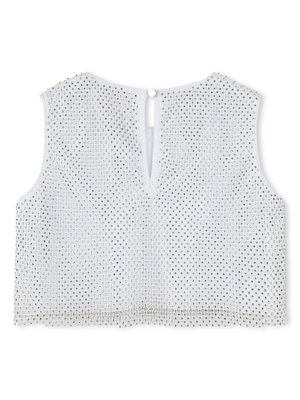 Top con strass per bambina Givenchy Kids grigio con design in rete H30840 016 GIVENCHY KIDS 