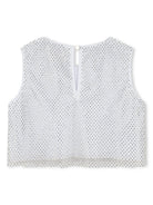 Top con strass per bambina Givenchy Kids grigio con design in rete H30840 016 GIVENCHY KIDS 