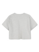 T-shirt per bambina Dkny Kids grigio con stampa logo sul petto e design crop D62312 A10 DKNY 