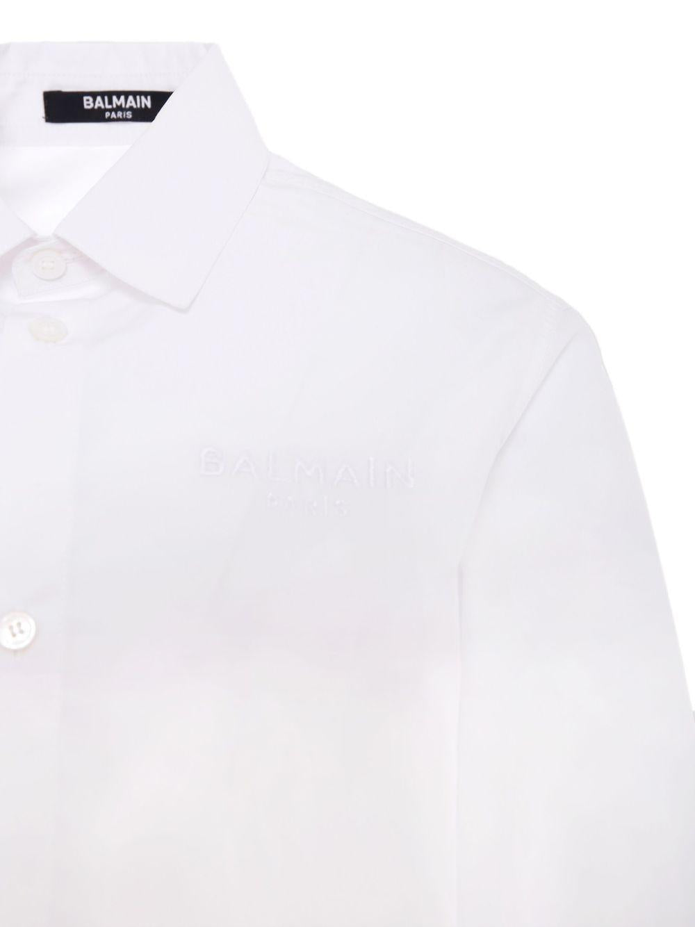 Camicia per bambino Balmain Kids bianca con logo ricamato BX5P00 P0536 100BC BALMAIN KIDS 