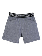 Set t-shirt e shorts per neonato Karl Lagerfeld Kids azzurro e grigio con dettaglio logo Z31069 77X KARL LAGERFELD KIDS 