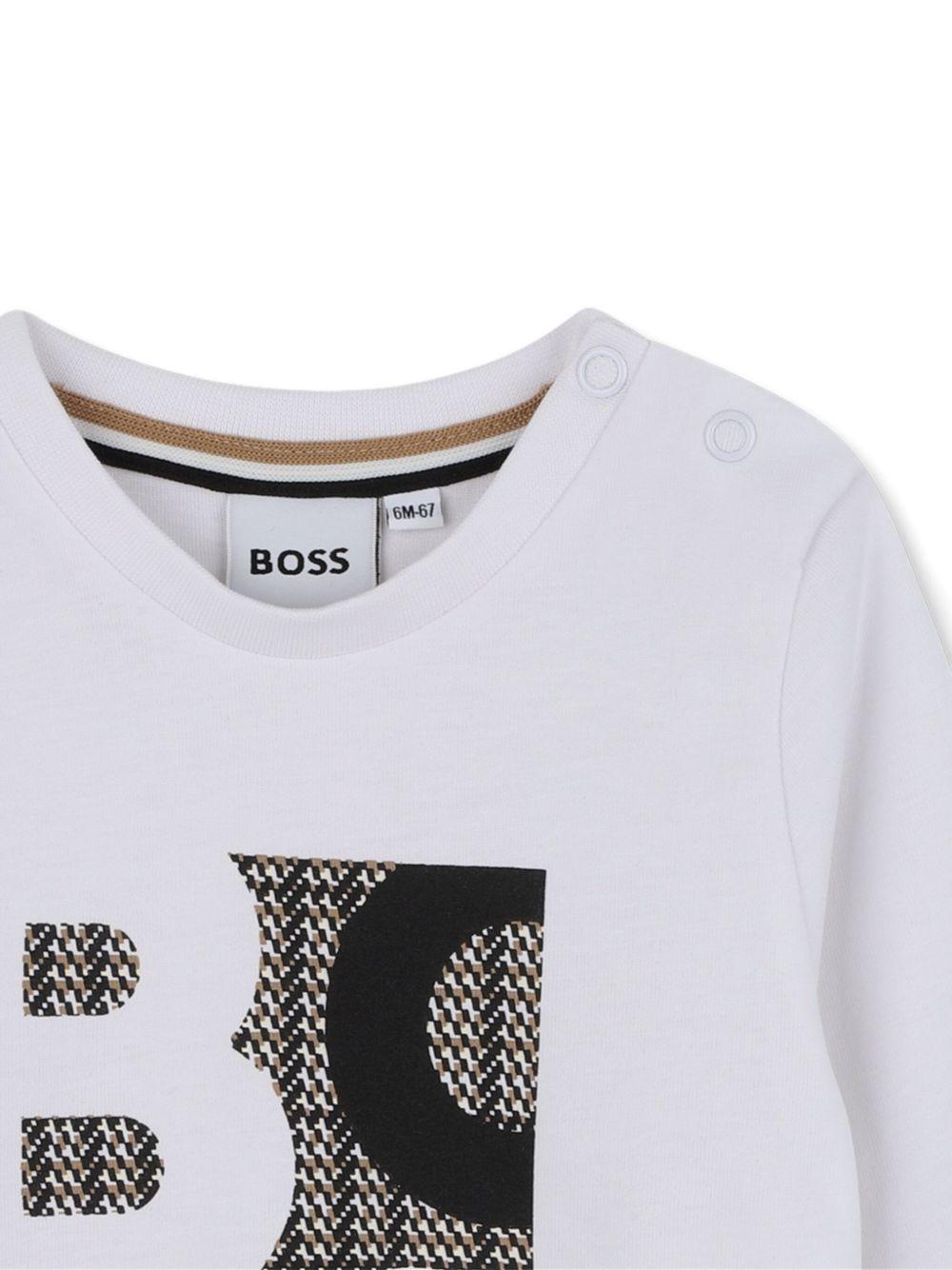 T-shirt per neonato Boss Kidswear bianco con stampa con logo J52472 N50 BOSS KIDS 
