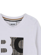 T-shirt per neonato Boss Kidswear bianco con stampa con logo J52472 N50 BOSS KIDS 