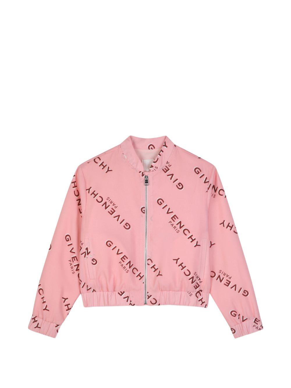 Completo felpa e shorts per bambina Givenchy Kids rosa con stampa logo all-over H31553 46G GIVENCHY KIDS 