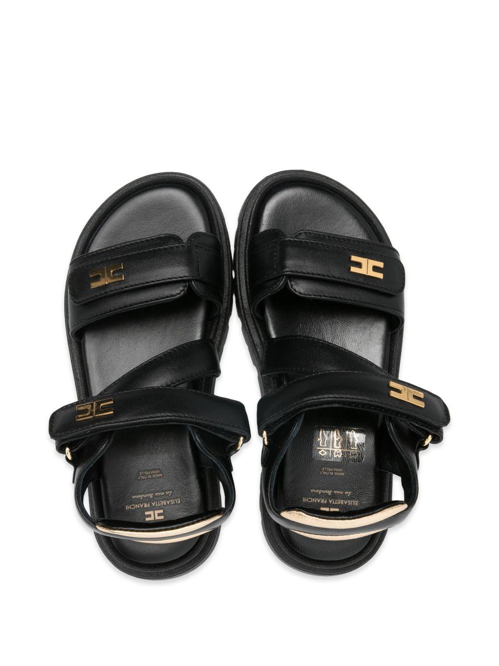 Sandali per bambina Elisabetta Franchi La Mia Bambina nera con placca logo dorata F4A2E0586173 3999 ElISABETTA FRANCHI KIDS 