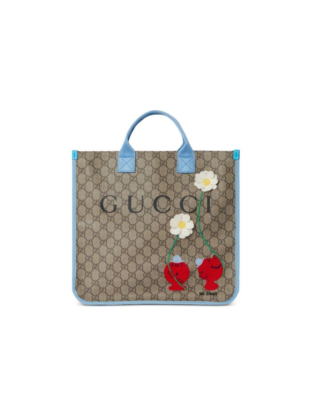Borsa tote Gucci Kids beige GG Supreme con applicazioni floreali 859795FAFQF 8592 GUCCI KIDS 