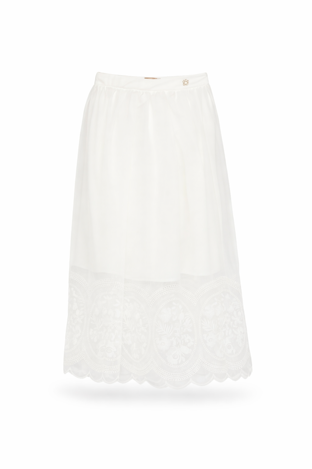 Gonna per bambina Elie Saab Junior bianca con dettagli ricamati EFGO038MXTS1110 CRM ElIE SAAB 