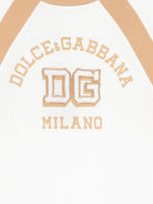 T-shirt per bambino Dolce & Gabbana Kids bianca con inserti beige L4JTJM G7PRH W0111 DOLCE & GABBANA KIDS 